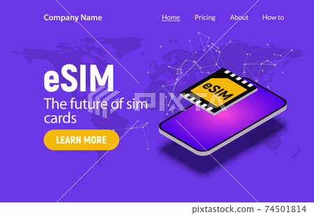 Esim chip card concept icon. Embedded sim card cellular mobile technology smart concept 74501814