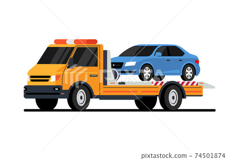 tow truck with flatbed clipart