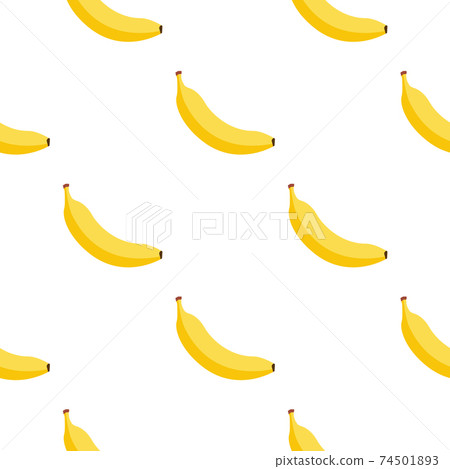 Banana seamless cartoon pattern background, vector fruit seamless yellow banana bunch illustration 74501893