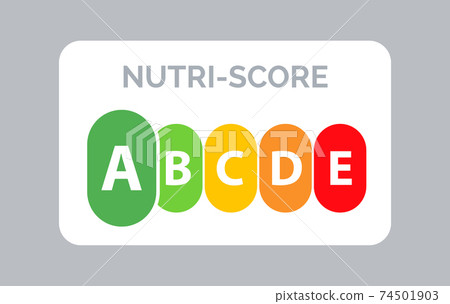Nutrition label facts health score. Food info nutriscore label facts packaging sign 74501903