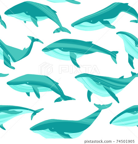 Decorative vector seamless pattern with whales.... - Stock Illustration ...