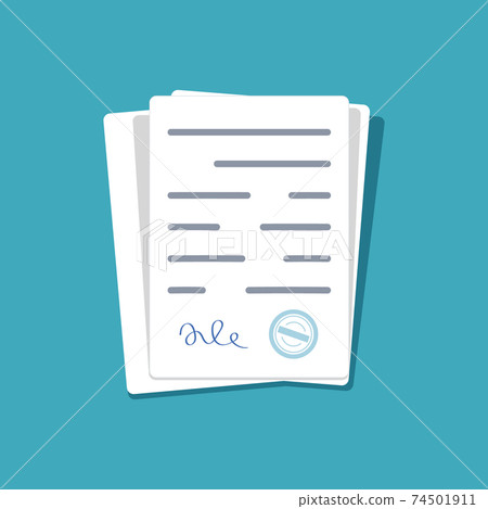 Document sign approve paper license vector contract design 74501911