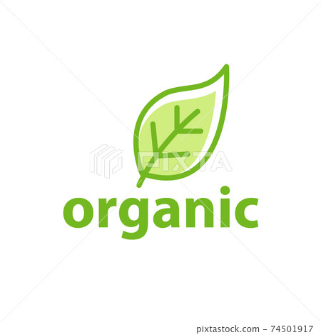 Green leaf organic logo eco icon. Nature flower green vegan organic label 74501917