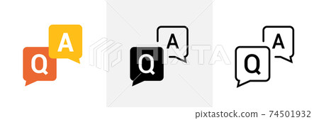 Faq help flat design icon. Query frequently question speech vector information symbol 74501932