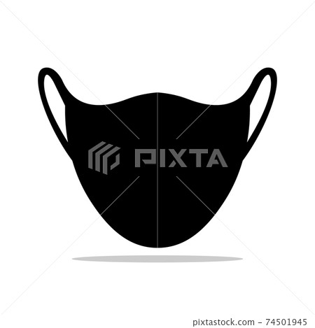 Facemask vector mockup icon. Black face mask ppe anti dust mask shape template 74501945