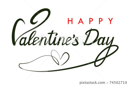Congratulations on Valentines Day, caption with calligraphy and sans serif text Congratulations on Valentines Day, caption with calligraphy and sans serif text 74502719