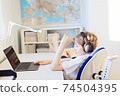 kid during online school 74504395