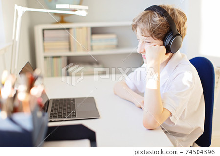kid during online school 74504396