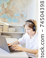 kid during online school 74504398