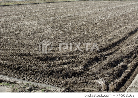 Winter rice field soil making Winter rice field soil making 74508162