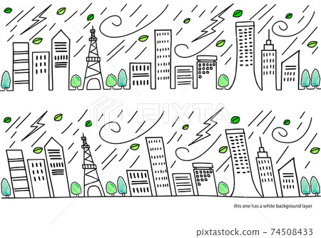 簡單的插圖集的暴風雨的城市景觀 簡單的插圖集的暴風雨的城市景觀 74508433