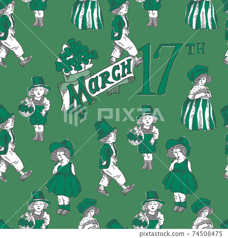 Wearing in Green. St. Patrick`s Day greetings. Vector illustration Wearing in Green. St. Patrick`s Day greetings. Vector illustration 74508475