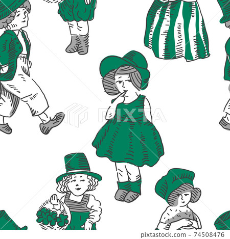 Wearing in Green. Seamless St. Patrick`s Day pattern. Vector seamless background Wearing in Green. Seamless St. Patrick`s Day pattern. Vector seamless background 74508476