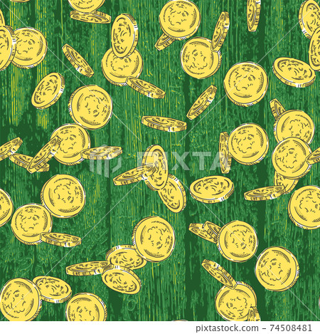 St. Patrick's day Background with fallen coins. Vector background St. Patrick's day Background with fallen coins. Vector background 74508481