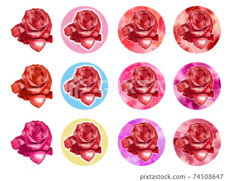 模擬水彩紅玫瑰圖標集 模擬水彩紅玫瑰圖標集 74508647