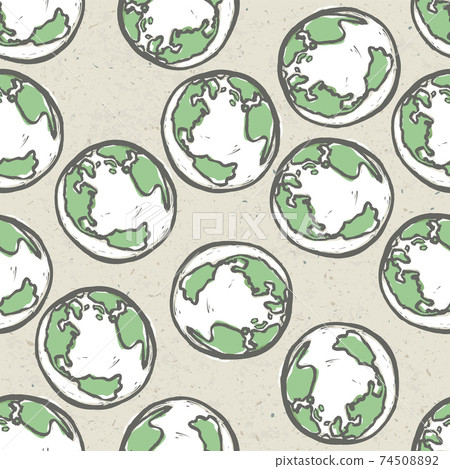 Earth symbol seamless pattern on cardboard texture. Vector illustration Earth symbol seamless pattern on cardboard texture. Vector illustration 74508892