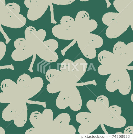 Clover leaf seamless pattern. Grunge clover symbol vector seamless background 74508933