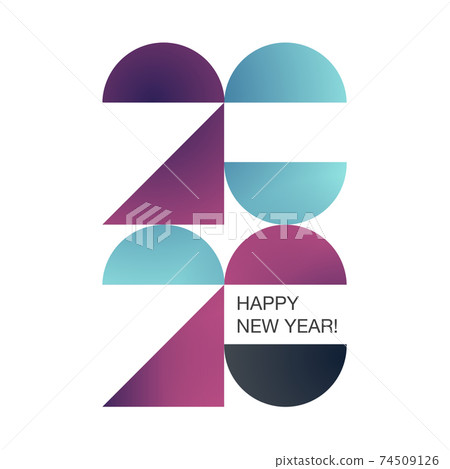 Conceptual typography of 2020 New Year. Happy New year design for cards and invitations. Cover template for calendar, shedule, planner, etc. 74509126