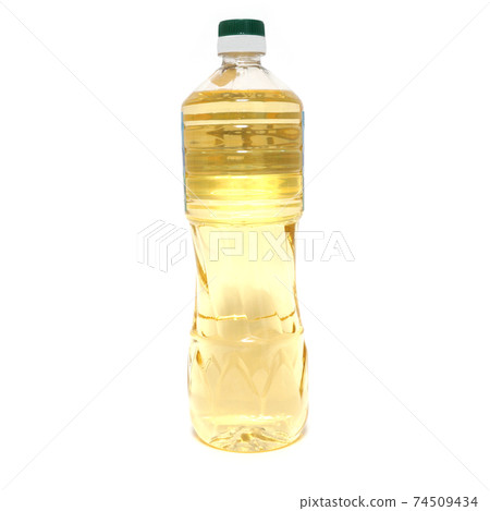 One litre bottle of vegetable oil extra virgin isolated on white background One litre bottle of vegetable oil extra virgin isolated on white background 74509434