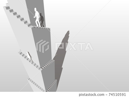 男人和女人B單調矢量插圖側向目標爬塔的樓梯 74510591