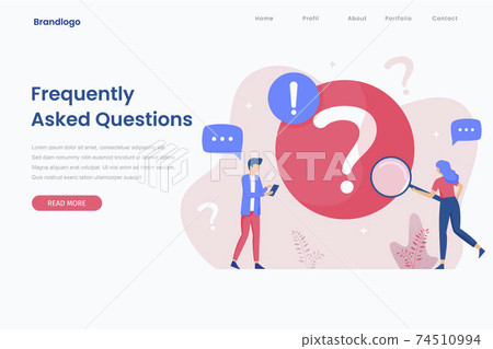 Landing page illustration of frequently asked question concept. That design can be used for websites, landing pages, UI, mobile applications, posters, banners	 74510994