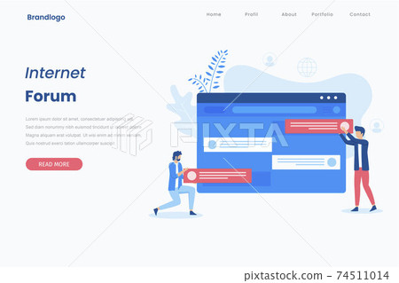 Internet forum illustration landing page. Illustration for websites, landing pages, mobile applications, posters and banners.	 74511014