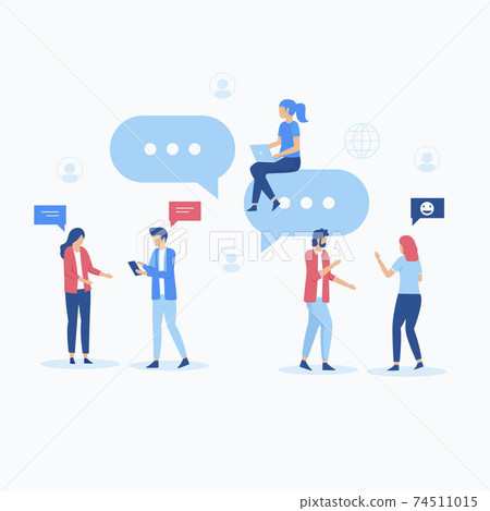 Flat illustration of internet forum concept. Illustration for websites, landing pages, mobile applications, posters and banners.	 74511015