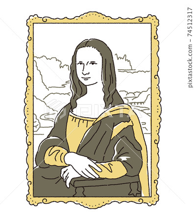 蒙娜麗莎的簡單線條插圖 74512317