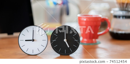 Work style reform Image from 9:00 to 5:00 Dining table clock Banner size 74512454