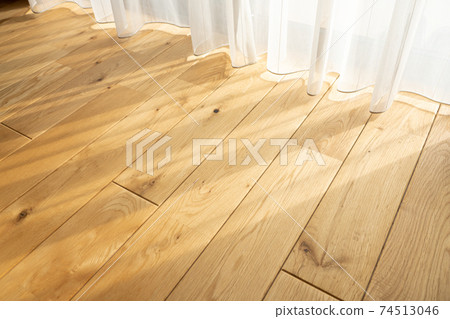 Living room with sunlight, solid wood flooring, flooring, curtains 74513046