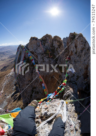 hiker legs hiking on high altitude mountain top hiker legs hiking on high altitude mountain top 74515247