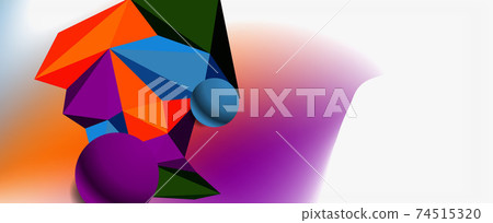 Trendy 3d geometric composition, design template for business or technology presentation, internet poster or web brochure cover Trendy 3d geometric composition, design template for business or technology presentation, internet poster or web brochure cover 74515320
