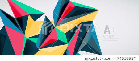 Vector triangle geometric backgrounds. Low poly 3d shape on light backdrop. Vector illustration for covers, banners, flyers and posters and other designs Vector triangle geometric backgrounds. Low poly 3d shape on light backdrop. Vector illustration for covers, banners, flyers and posters and other designs 74516684