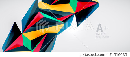 Vector triangle geometric backgrounds. Low poly 3d shape on light backdrop. Vector illustration for covers, banners, flyers and posters and other designs Vector triangle geometric backgrounds. Low poly 3d shape on light backdrop. Vector illustration for covers, banners, flyers and posters and other designs 74516685