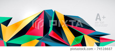 Vector triangle geometric backgrounds. Low poly 3d shape on light backdrop. Vector illustration for covers, banners, flyers and posters and other designs 74516687