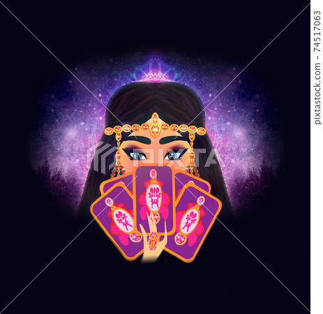 The Fortuneteller woman reads the future with cards The Fortuneteller woman reads the future with cards 74517063