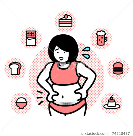 Illustration of a woman who cares about getting fat 74518487