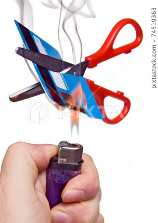 The destruction of card payment isolated on white background 74519363