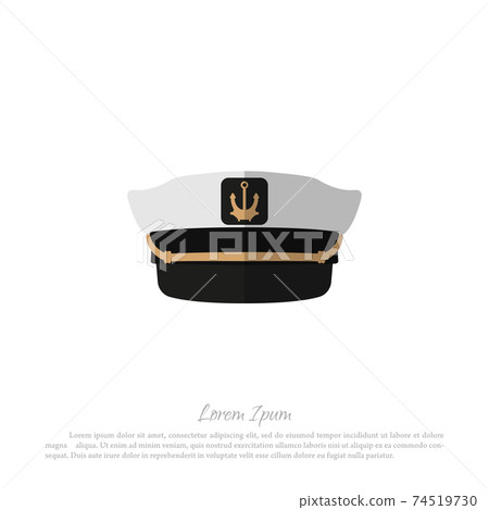 Hat of captain on white background. Icon of sailor cap in flat style. Isolated image 74519730