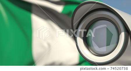 Surveillance camera and flag of Nigeria.... - Stock Illustration ...