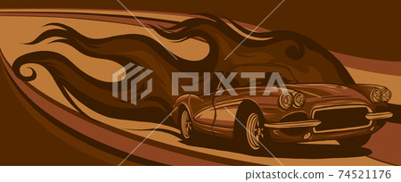 Hot Classic Custom Car Cartoon Vector Illustration 74521176