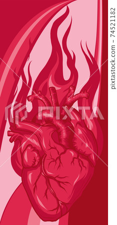 vector Burning Heart. Illustration for design tattoo vector Burning Heart. Illustration for design tattoo 74521182