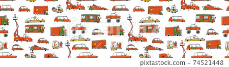 Traffic Jam. Cars on Road. Seamless Pattern for your design 74521448