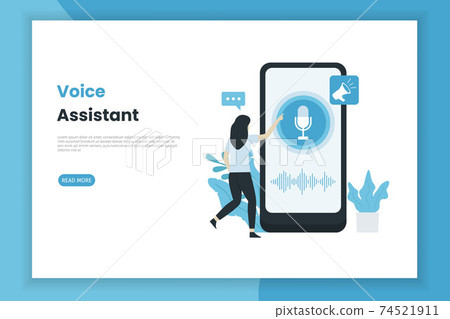 Flat design voice record concept landing page. This design can be used for websites, landing pages, UI, mobile applications, posters, banners	 74521911
