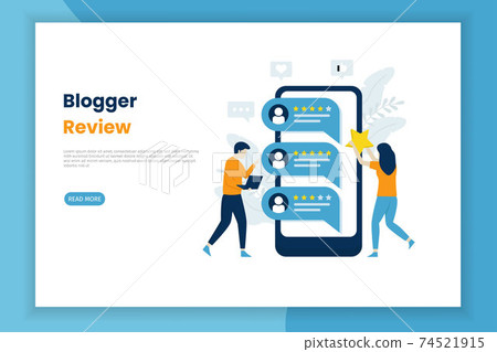 Blogger review illustration landing page	 74521915