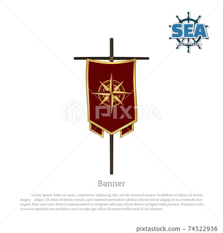 Red banner with golden stroke. Game icon. Isolated element of interface Red banner with golden stroke. Game icon. Isolated element of interface 74522936