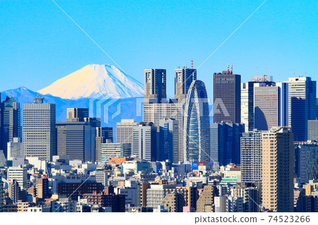 Scenery of Tokyo, Mt. Fuji and Shinjuku subcenter skyscraper county Scenery of Tokyo, Mt. Fuji and Shinjuku subcenter skyscraper county 74523266
