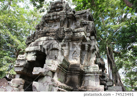 塔普倫(Ta Prohm)內襯著神秘的巨型樹木 塔普倫(Ta Prohm)內襯著神秘的巨型樹木 74523491