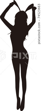 兔子女孩剪影 兔子女孩剪影 74523663