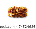 Double Fried Chicken Burger with cheese and bacon isolated on white background 74524686